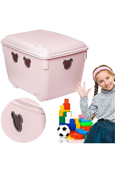 EDANTI Cutie de jucării din plastic 40L, mare, cu capac, pentru camera copiil...