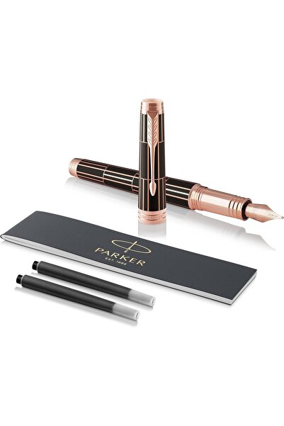 Parker Premium Luxury Liquid Pen, Brown, Decorated with Rose Gold, with an M-...