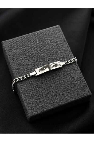 Satürn Silver Kuyumculuk Kişiye Özel Göz Baskılı Çelik Bileklik