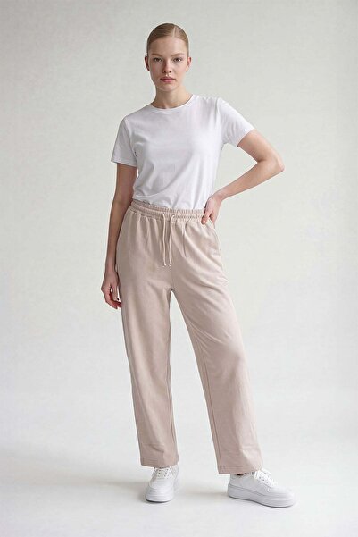Levidor Beige Elastic Waist Lace-Up Trousers