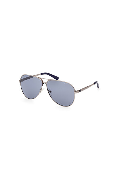 Guess نظارات شمسية رجالية معدنية بلون روثينيوم داكن غير لامع UV400