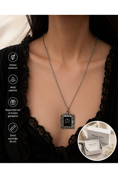 HER ŞEY NOTA www.herseynota.com Gothic Black Spider Framed Unisex Necklace – ...