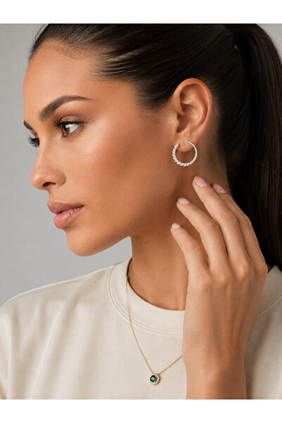 AMATI JEWELRY Cercei Creole din Argint 925 cu Zirconiu Cubic – Eleganță Străl...