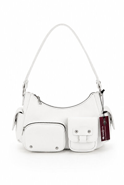 Sellini Multi-Pocket Katy Women's Shoulder Bag White