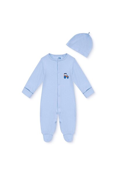 MOTHERCARE Erkek Bebek Tulum-Şapka Çıtçıtlı Bisiklet Yaka Long Sleeve Patikli