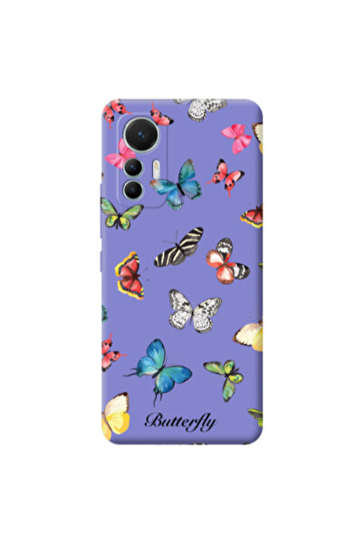 Other Xiaomi Mi 12 Lite Mixed Butterflys Purple Colored Silicone TPU Θήκη