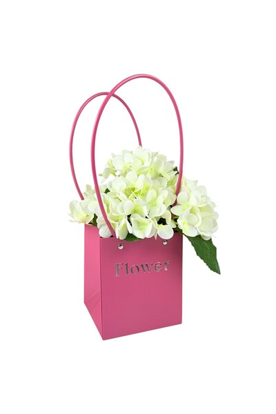 OEM Top Bottom Set of 10 Fuchsia Paper Flower Packages 13x12.5x15 cm