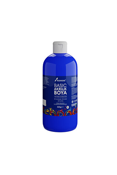Red Rose Mavi Basic Akrilik Boya 500gr, Dekoratif Hobi Amaçlı Sanatsal Canlı ...