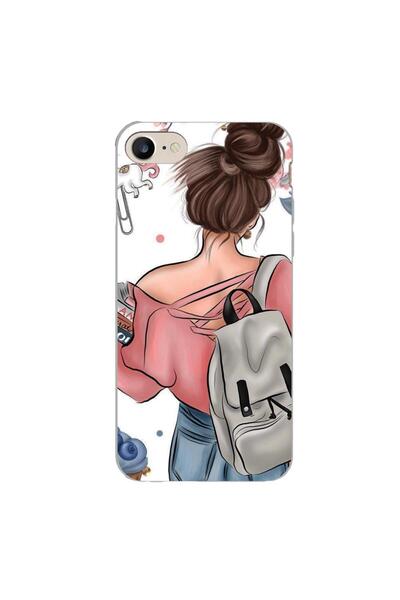 OEM Husa compatibila cu Apple iPhone 7, 8, SE 2020 Silicon Gel Tpu Model Girl...