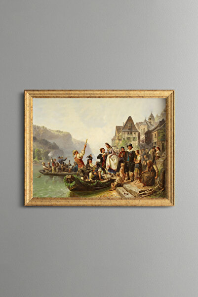 epiqart Wedding Party at the Rhine River - Vintage Patterned Painting - Fine ...