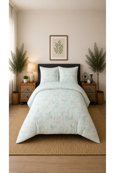 Pamuva طقم غطاء لحاف مزدوج 100% قطن 200x220 |   ملاءة سرير مطاطية مقاس 160x200
