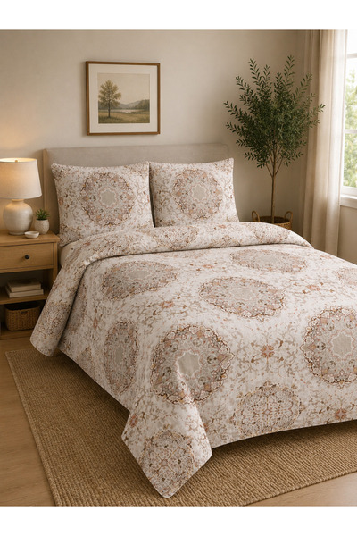 Pamuva طقم غطاء لحاف مزدوج 100% قطن 200x220 |   ملاءة سرير مطاطية مقاس 160x200