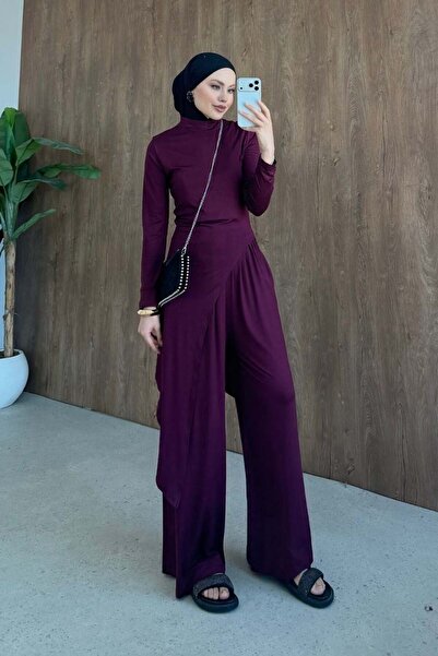 Şulemoda Giyim طقم نوير غير متماثل باللون البرتقالي