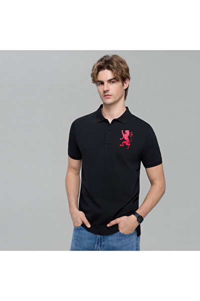 Giordano Men’s Slim Fit 3D Lion Embroidery Lycra Pique Polo