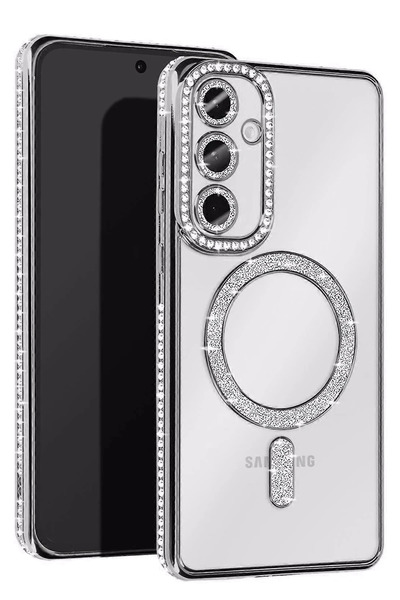 eco port Samsung Galaxy S23 FE Joke Simli Magneticsafe Kılıf - Gümüş