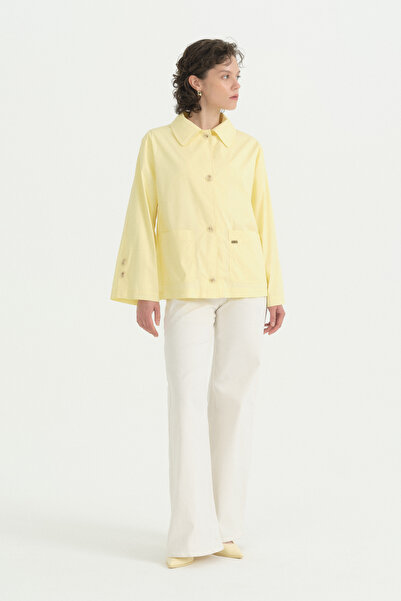 Nihan Cotton Jacket with Pocket Detail - Yellow