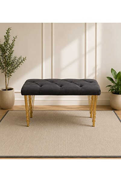 Rihan Mobilya 90CM YENİ NESİL METAL GOLD AYAKLI ÇOK AMAÇLI PUF BENCH