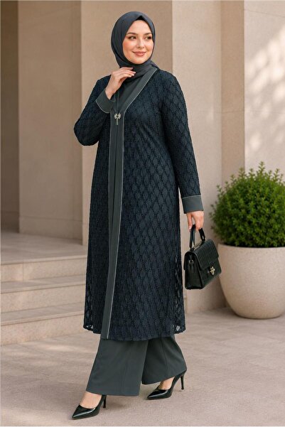 Alvina Saten Jacquard Triple Pants Suit 20989