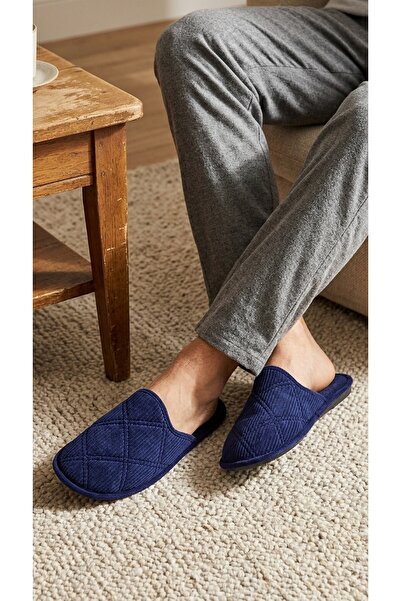 Evojean Comfort Navy Blue Gift Dowry Guest Slippers Unisex House Slippers
