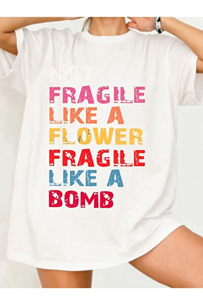 17 seramik تي شيرت نسائي كبير الحجم بطباعة زهور 'Flower Fragile Like a Bomb' ...