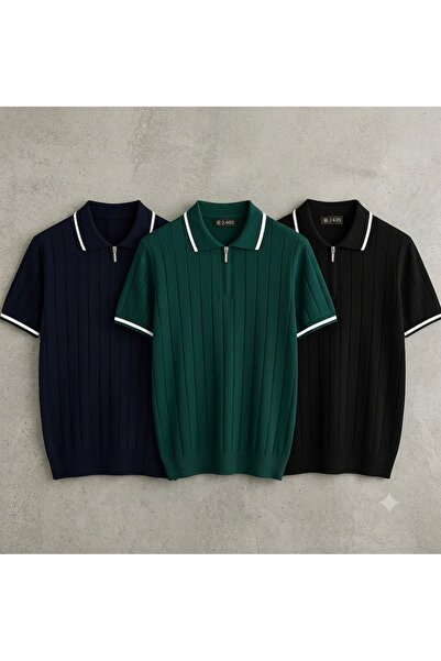 zs zaos fashion 3-Piece Advantageous Set Men's Short-Sleeved Polyoya Knitwear...