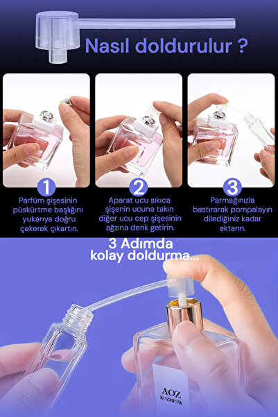 AOZ KOZMETİK 25 Adet Parfüm Transfer Aparat / Parfüm Dolum Aparat