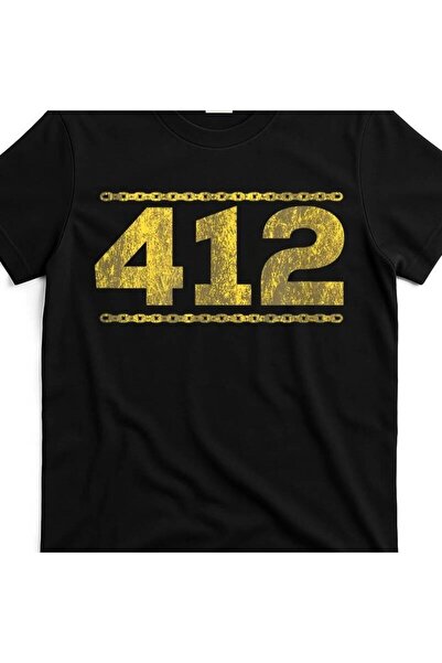 17 seramik تي شيرت 412 Pittsburgh Distressed Chai Yizer بتصميم جرافيك - أسود ...