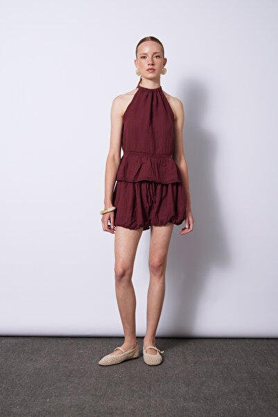 Nisan Cotton Balloon Shorts Bordo