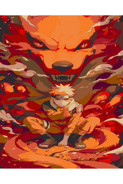 wombhobby naruto 4 Sayılarla Boyama Seti 40x50 Çerçeveli (Kasnağa ) Gerili