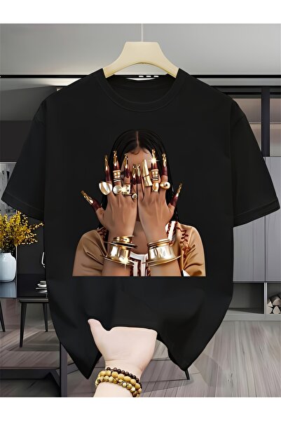 BASEPULSE Woman with Golden Nails Jewelry Men'S Outdoor Short-Sleeved Casual ...
