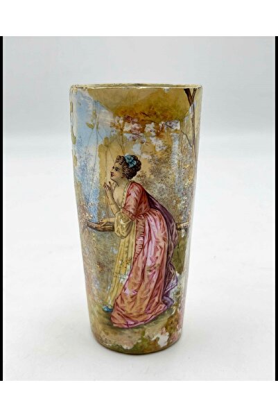 tayfuntufan 19Th Century Hand-Painted European Vase with Ground and Ground Pr...