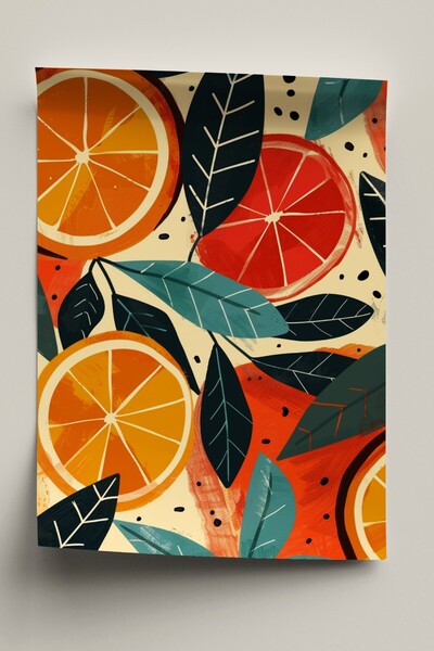 Wallnest Poster Decorativ Fara Rama, Citrice Abstracte, Tablou Bucatarie Modern