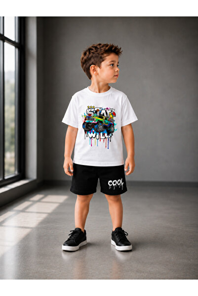 Eşofmancım Boy's Summer Sweat-Proof Combed Cotton Suit with Shorts