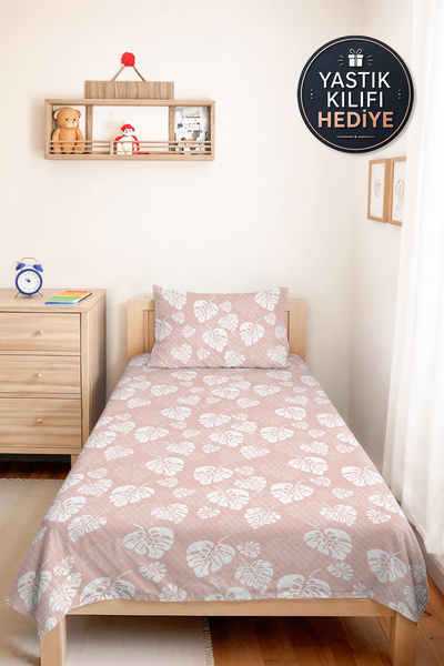 Evimde Bambaşka Tropical Leaf Powder Young Room Single Pique Set - Modern 160...