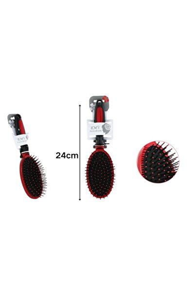 idei Perie ovală mare cu pernă amortizantă 24cm roșu și negru, peri cu cap ro...