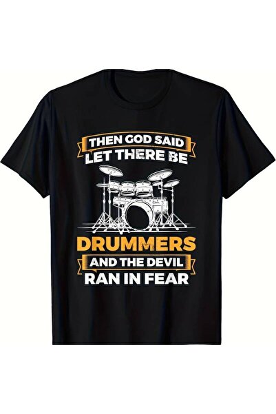 LİNA06 Let There Be Drummers Set T-Shirt Black Retro Drum Kit Verse-Inspired ...
