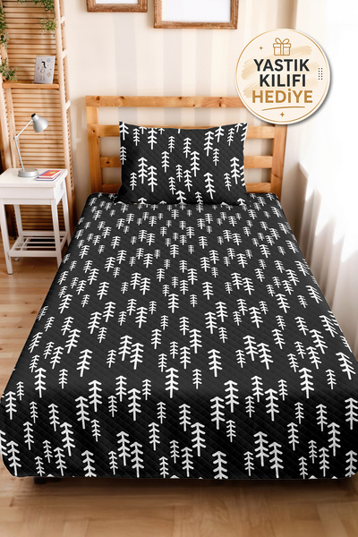 Evimde Bambaşka Black Geometric Youth Room Single Pique Set - Modern Minimal ...