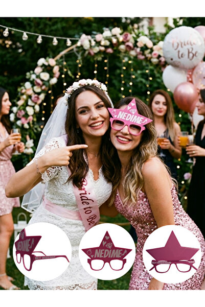 Atlas Lab Nedime Sağdıç İkili Parti Gözlüğü Bride To Be Düğün Fotoğraf Çekim Aksesuarı 1'er Adet