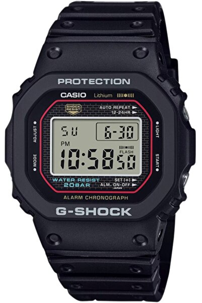 G-SHOCK Ceas sport negru pentru bărbați DW-5000R-1AER, rezistent la șocuri.