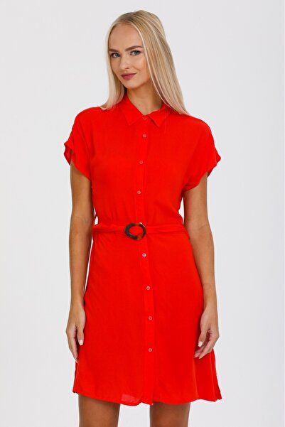 WE&ME Yazlik Viscose Woven Thin Fabric Women's Dress with Belt