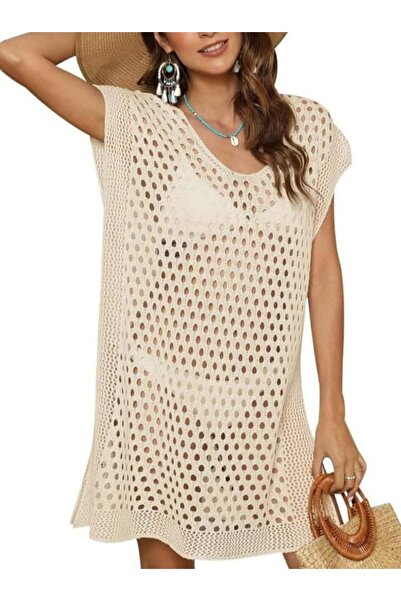 Rıdvan Aslan Women's Openwork Knitwear Beach Dress Bohemian Summer Pareo