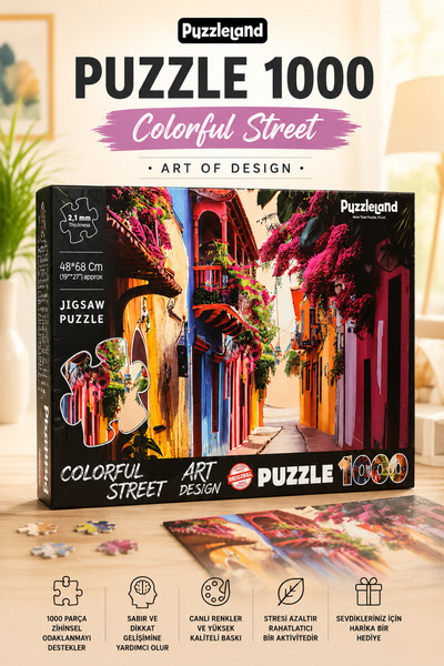 kidssan games Puzzleland 1000 Parça Puzzle Colorful Street – Renkli Sokak Man...