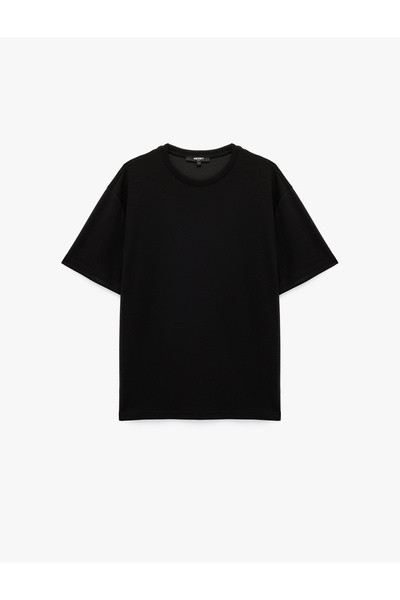 Koton Μπλουζάκι με βασικό oversized γιακά ποδηλάτου, κοντό μανίκι, από ύφασμα...