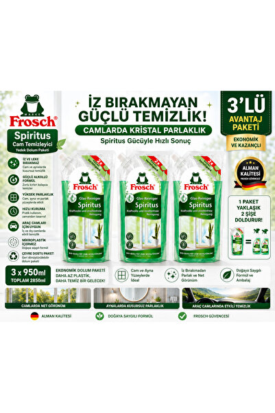 Frosch Spiritus Cam Temizleyici Yedek Dolum Paketi 950 ml - İz Bırakmayan Güç...