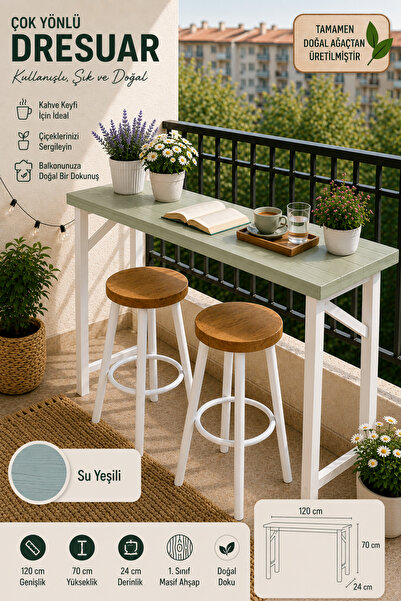 Woodymoda Çok Amaçlı Dresuar | Balkon Kahve Masası | Çiçek Standı | Özel Renk...