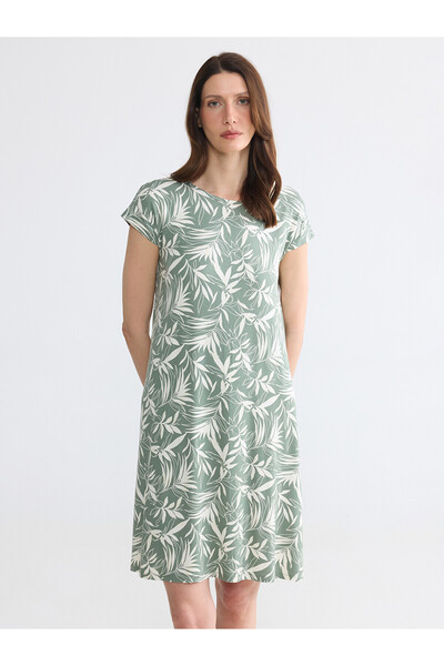 LC Waikiki Vizyon New Season Crew Neck Patterned A-Line Dress