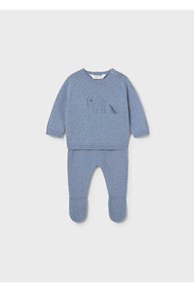 MAYORAL Newborn Baby Boy Mercerized Knitwear Set with Booties Blue