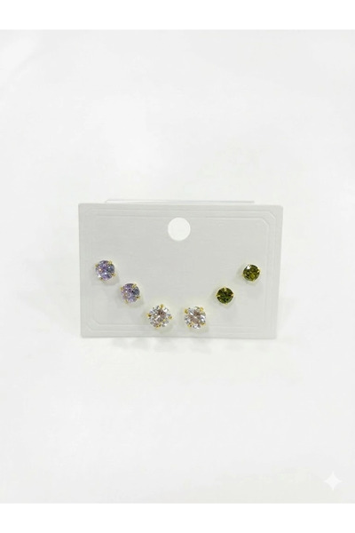 Inure Jewelry أقراط سوليتير متعددة الألوان - Kp00659
