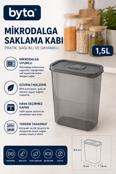 BYTA 1.5 Liter Microwave Compatible Food Storage Container with Valve Lid Bpa...