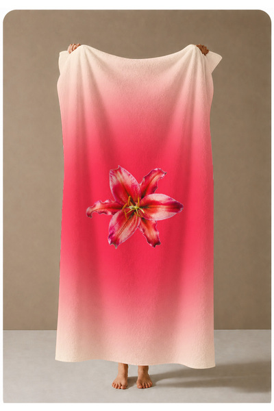 milroma Pink Ombre Floral Patterned 70X150 Beach Towel